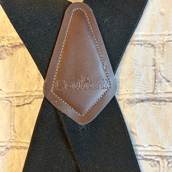 CARHARTT MENS BLACK WITH BROWN ACCENT WIDE SILVER TONE HARDWARE SUSPENDERS - Picture 6 of 6